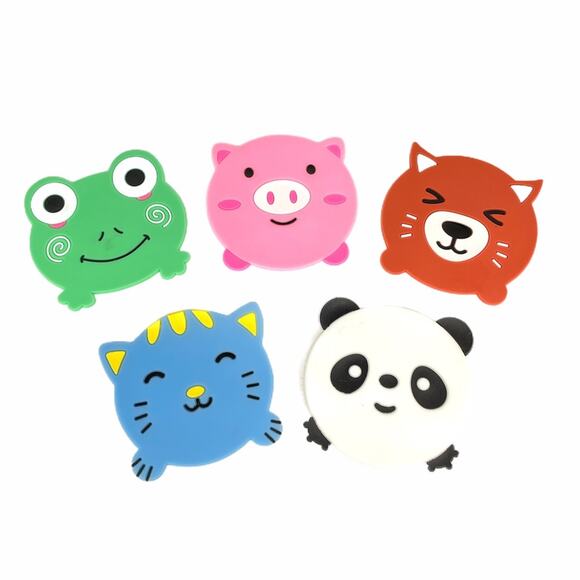 Animal Coaster Set of 5, Green, Pink, Brown, Blue - Picture 7 of 7